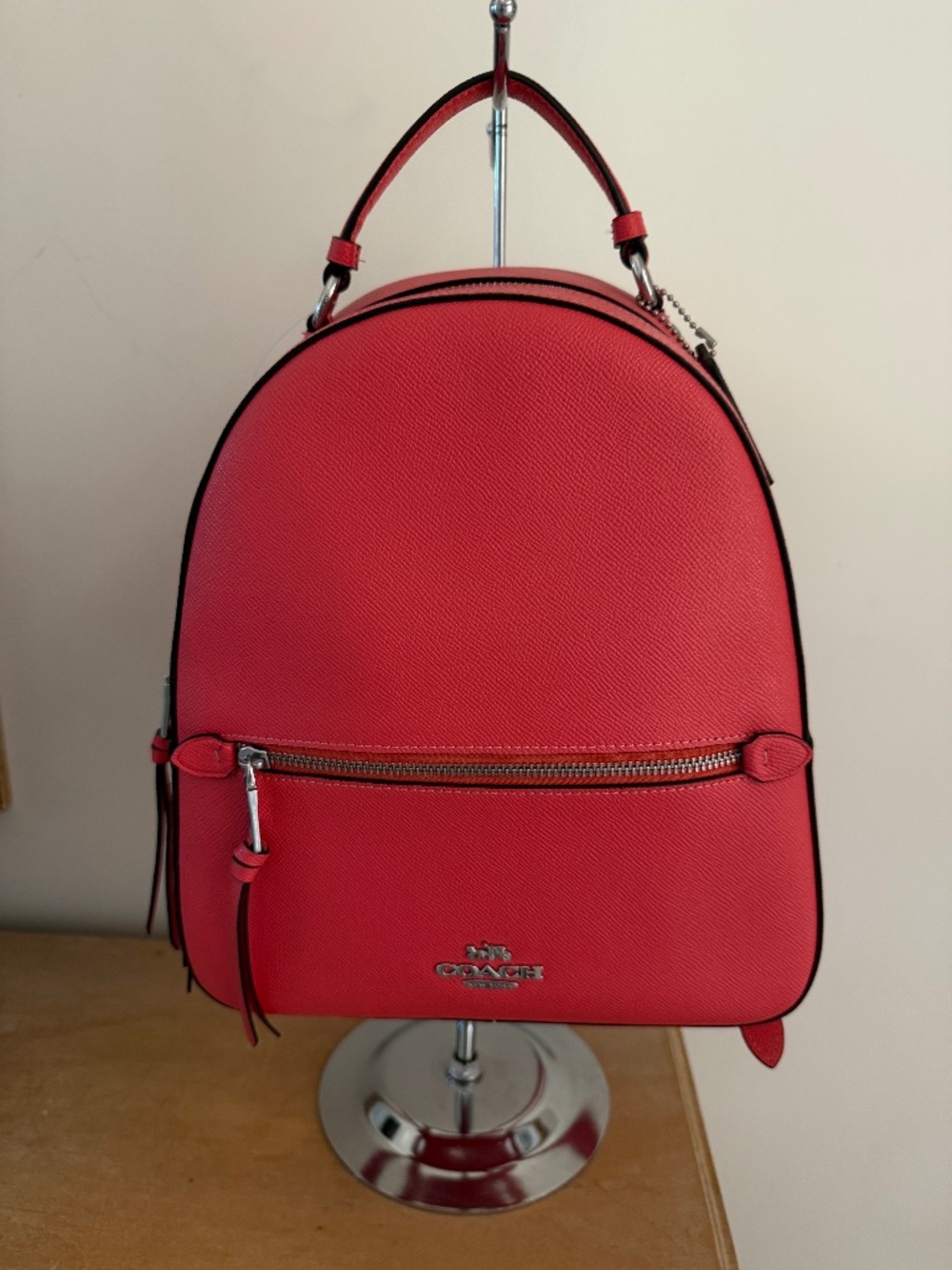Coach Jordyn Crossgrain Leather Tangerine (Salmon) Backpack NWT